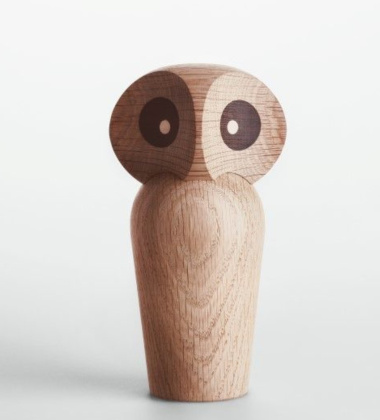 Drewniana sowa OWL 17 cm Dąb Naturalny