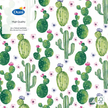 Serwetki papierowe w kaktusy 33x33 Floral Cactus