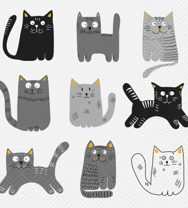 Serwetki papierowe w kotki 33x33 TAT Nine Cats