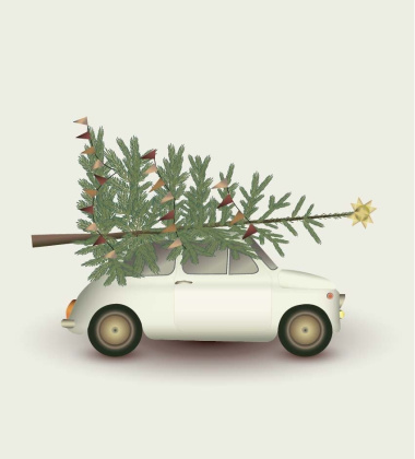 Poster 15x21 CHRISTMAS TREE and LITTLE CAR By ViSSEVASSE