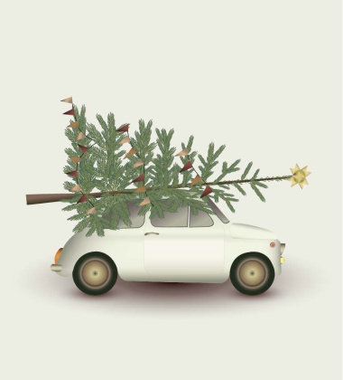 Poster 15x21 CHRISTMAS TREE and LITTLE CAR By ViSSEVASSE