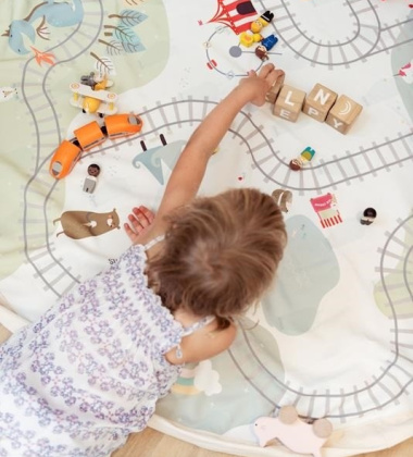 Worek-Mata dwustronny Train Map i Misie Miętowy