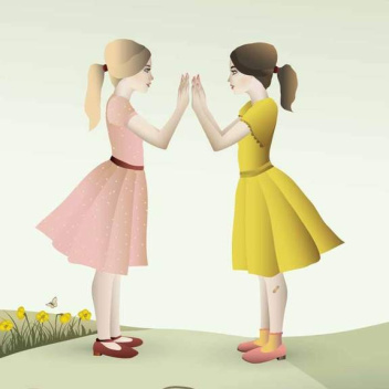 Poster 30x40 HAND-CLAPPING GIRLS By ViSSEVASSE