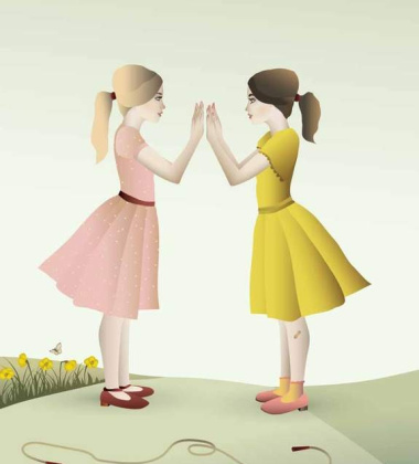 Poster 30x40 HAND-CLAPPING GIRLS By ViSSEVASSE