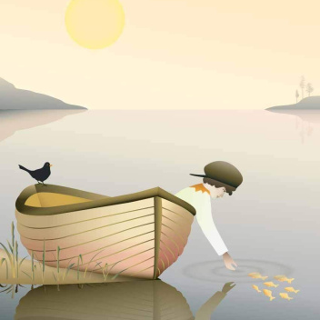 Poster 30x40 BOY IN A BOAT By ViSSEVASSE