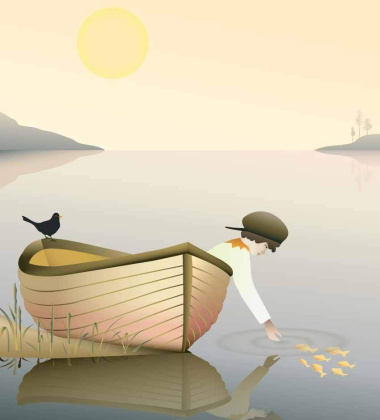 Poster 30x40 BOY IN A BOAT By ViSSEVASSE