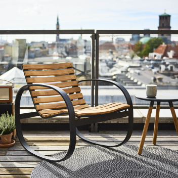 Fotel bujany PARC ROCKING Chair Teak Czarny