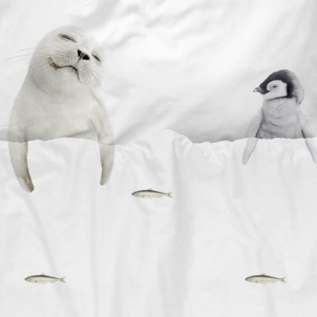 Pościel bawełniana z foką i pingwinem 140x200 ARCTIC FRIENDS
