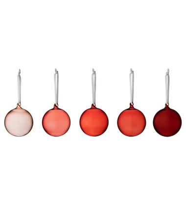Komplet szklanych bombek RED GLASS BALL 5 SET