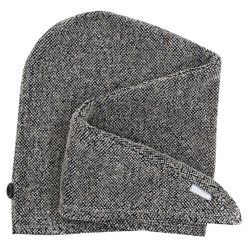 Turban na głowę lniany ZERO WASTE KIVI 65x30 Czarno-Lniany