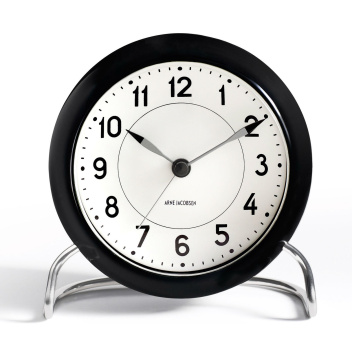 Zegarek Budzik AJ Station Table Clock Czarno-Biały Arabskie