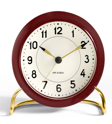 Zegarek Budzik AJ Station Table Clock Bordowo-Złoty