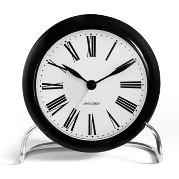 Zegarek Budzik AJ Roman Table Clock Czarno-Biały Rzymskie