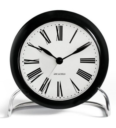 Zegarek Budzik AJ Roman Table Clock Czarno-Biały Rzymskie