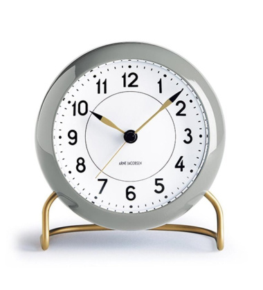 Zegarek Budzik AJ Station Table Clock Szaro-Złoty