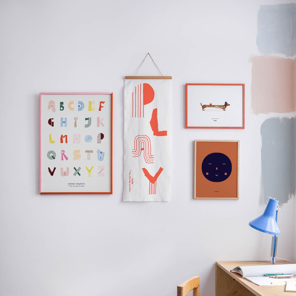 Poster 50x70 ALPHABET SPAGHETTI English Colourful by Mado Moaai