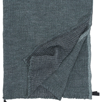 Ręcznik z gniecionego lnu NYYTTI 95x180 Czarno-Morski