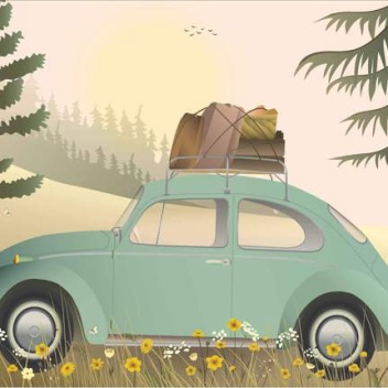 Poster 30x40 VW BEETLE GREEN By ViSSEVASSE