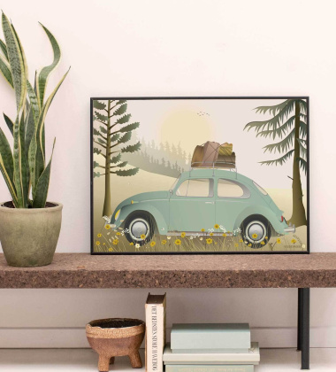 Poster 30x40 VW BEETLE GREEN By ViSSEVASSE