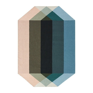 Kilim z recyclingu 170x220 DIAMOND Nude-Petrol by Charlotte Lancelot