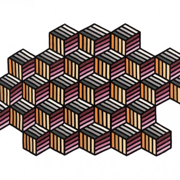 Kilim wełniany 188x305 PARQUET HEXAGON Orange by Front