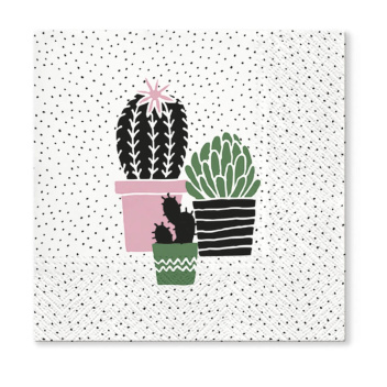 Serwetki papierowe kaktusy 33x33 PAW CACTUS ON DOTS GOLD