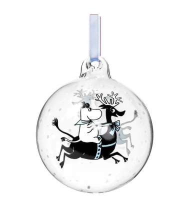 Bombka szklana muminki 9 cm REINDEER RIDE Moomin Ball