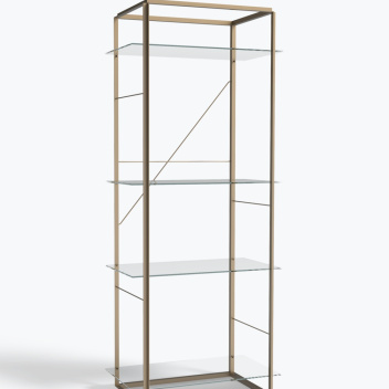 Regał FLORENCE Shelf Large Raw Gold Frame w. Clear Glass Shelves