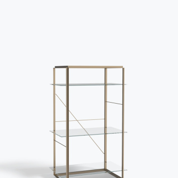 Regał FLORENCE Shelf Medium Raw Gold Frame w. Clear Glass Shelves