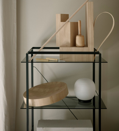 Regał FLORENCE Shelf Medium Iron Black Frame w. Smoked Glass Shelves