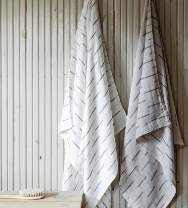 Ręcznik kąpielowy lniany PAUSSI 95x180 cm White-Grey