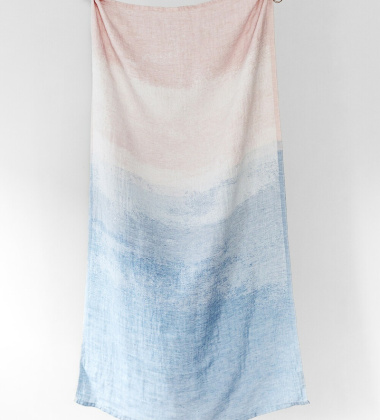 Ręcznik kąpielowy lniany SAARI 95x180 cm Rose-Blue
