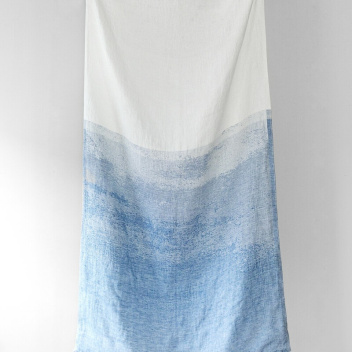 Ręcznik kąpielowy lniany SAARI 95x180 cm White-Blue