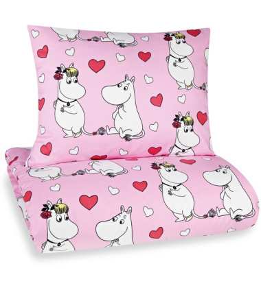 Pościel dziecięca Moomin Heart Set 150x210 Różowa