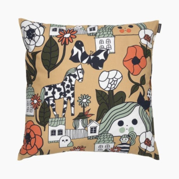 Poszewka na poduszkę 45x45 MARIKYLA Cushion Cover Beige-Green-Orange by Marimekko