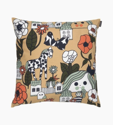 Poszewka na poduszkę 45x45 MARIKYLA Cushion Cover Beige-Green-Orange by Marimekko