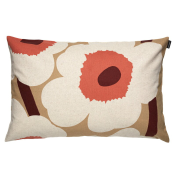 Poszewka na poduszkę lniana 40x60 UNIKKO Beige-Cotton-Orange by Marimekko