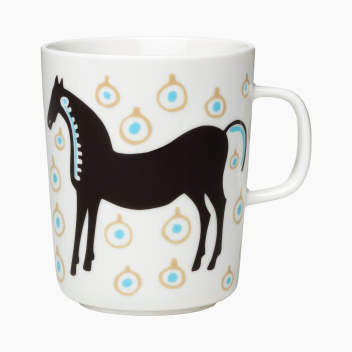 Kubek z porcelany z uchem 250 ml MUSTA TAMMA Mug Beige-Dark Brown by Marimekko