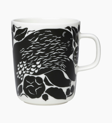 Kubek z porcelany z uchem 250 ml KARHUEMO Mug Dark Green-White by Marimekko