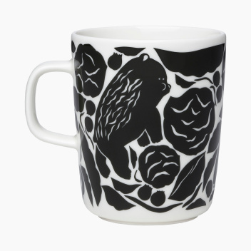 Kubek z porcelany z uchem 250 ml KARHUEMO Mug Dark Green-White by Marimekko