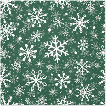 Serwetki papierowe świąteczne 33x33 PAW Christmas Snowflakes Zielone