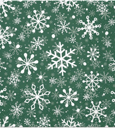 Serwetki papierowe świąteczne 33x33 PAW Christmas Snowflakes Zielone