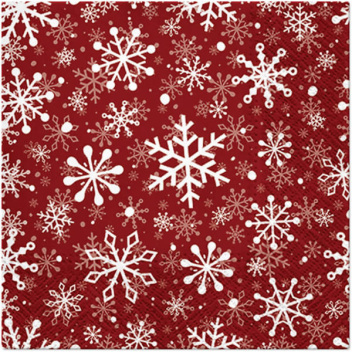 Serwetki papierowe świąteczne 33x33 PAW Christmas Snowflakes Czerwone
