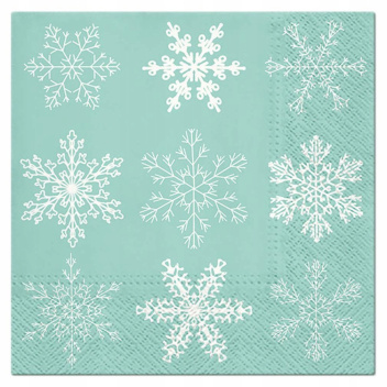 Serwetki papierowe świąteczne 33x33 PAW Christmas Snowflakes Miętowe