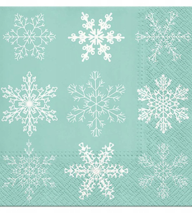 Serwetki papierowe świąteczne 33x33 PAW Christmas Snowflakes Miętowe