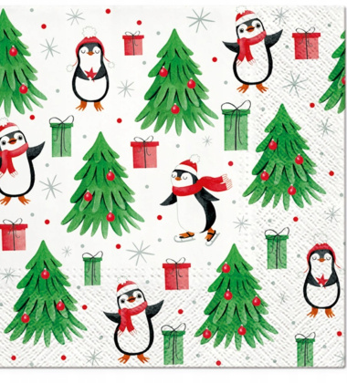 Serwetki papierowe świąteczne 33x33 PAW Pingwiny