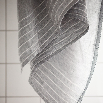 Lniany Ręcznik kąpielowy Kaste 95x180 Szaro-Biały