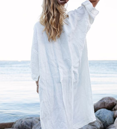 Porannik lniany KASTE Bathrobe One Size White