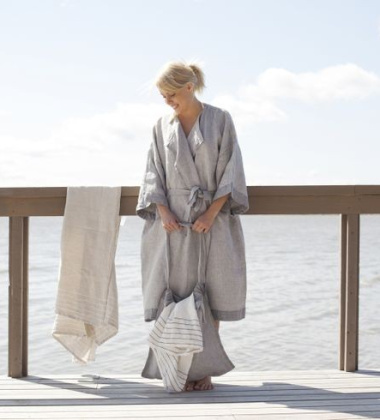 Porannik lniany KASTE Bathrobe One Size Grey