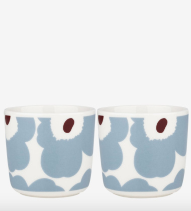 Kubek z porcelany bez ucha 200 ml UNIKKO Blue Grey-White-Wine Red Coffee Cup by Marimekko
